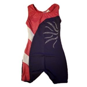 Girls red,white,blue gymnastic/dance outfit sz 7/8